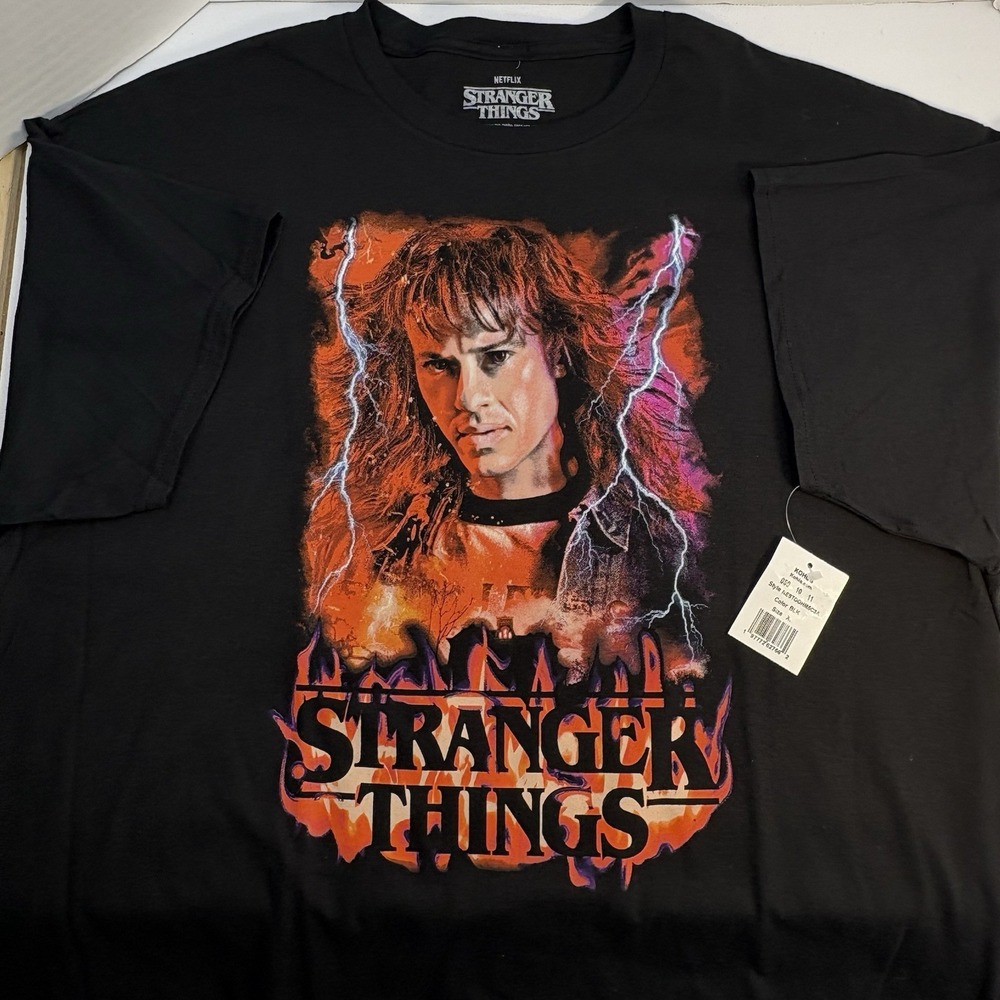 Netflix Stranger Things Eddie Munson Graphic T-Shirt Black Mens XL NESTOOHMSC3A